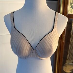 Chic Striped Tan Bra with Black Accents